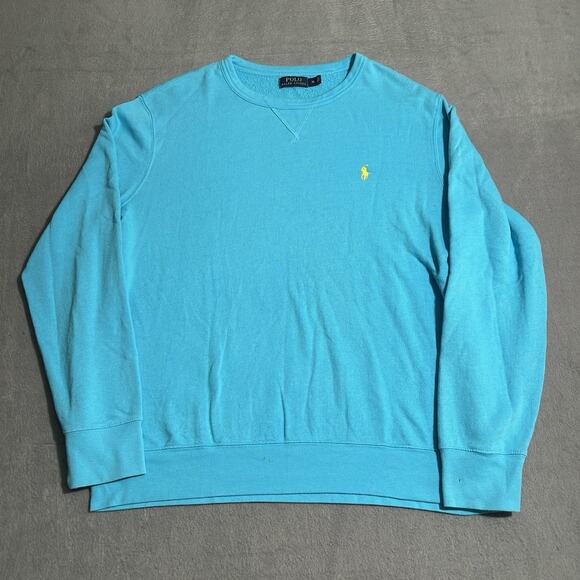 Cyan Sky Blue Polo Ralph Lauren's crewneck sweatshirt. Men’s Sz XL - Picture 1 of 6